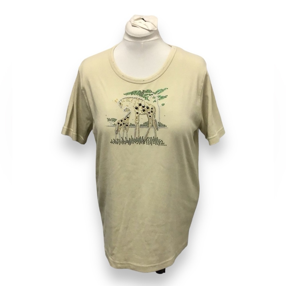 Isaac’s Designs Casuals Short Sleeve Round Neck Rhinestone Embellish Tee, sz 1X